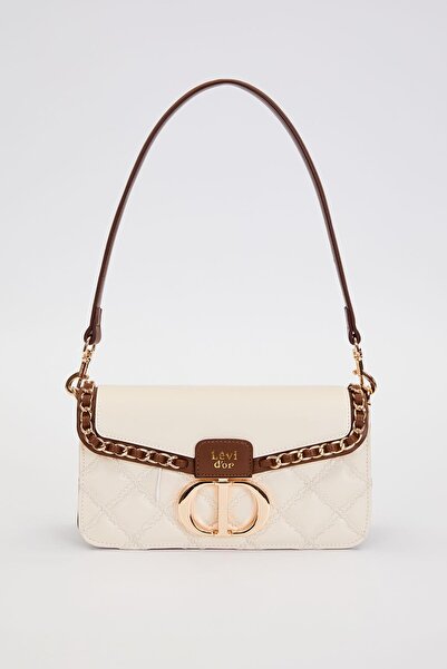 Levidor Cream Double Strap Quilted Shoulder Bag