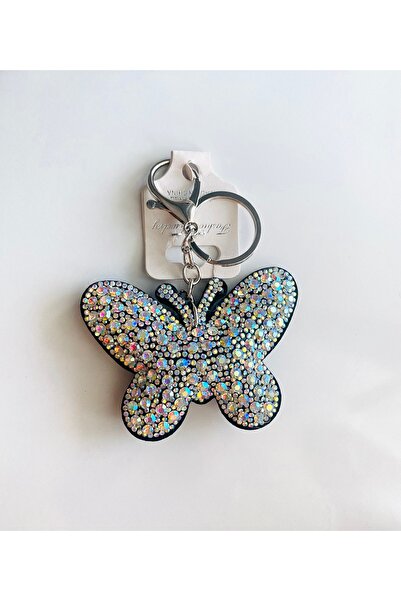 Ustaeller Keychain and Bag Accessory with Butterfly Figure and Reflective Shiny Stones on It