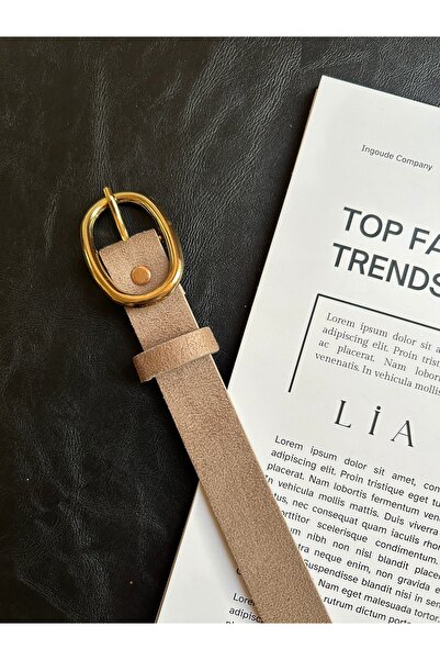 LİA KEMER Desire Ring Patterned Suede Women's Gold Buckle Belt Jacket Belt Dress Belt Trouser Belt