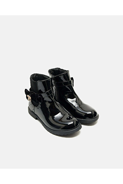 REDTAG Girls Black Bow Patent Ankle Boot