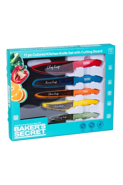 CED AUTO TRADE Baker's Secret 5-piece colorful kitchen knife set with cutting board