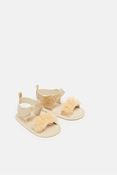 REDTAG Baby Gold Embellished Pram Shoes