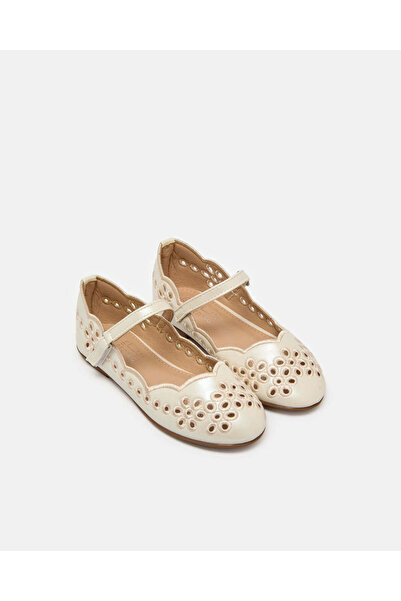 REDTAG Senior Girls Cream Laser-Cut Ballerina