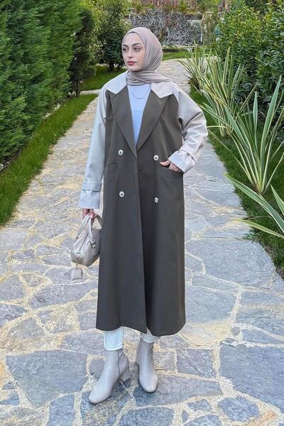 lamelif Retrica Καμπαρντίνα δύο χρωμάτων Χακί