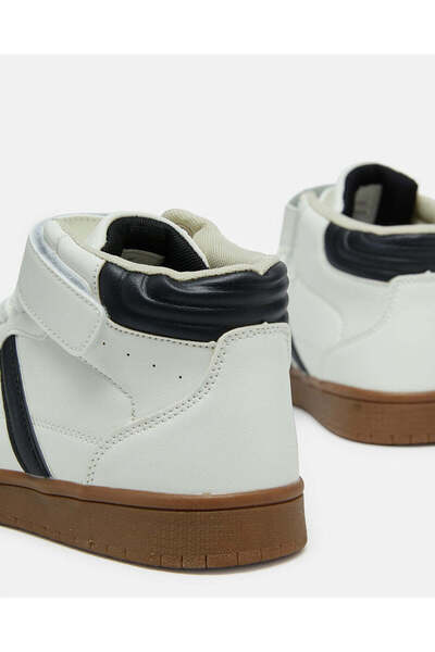 REDTAG Men White Stripped High Top Sneakers