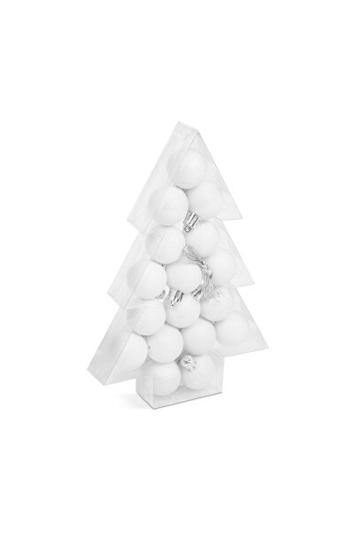 CED AUTO TRADE Set decoratiuni de brad - alb stralucitor - 17 buc / set