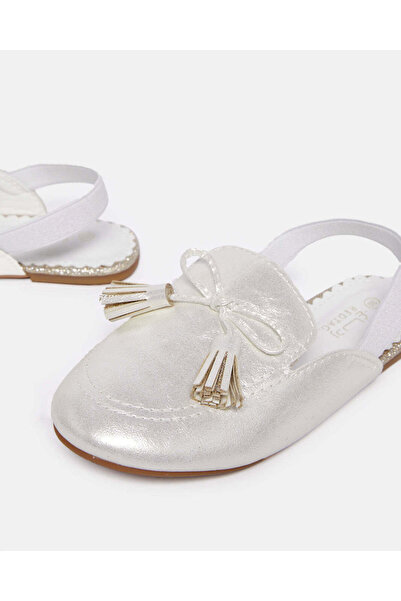 REDTAG Girls White Tussle Bow Mule