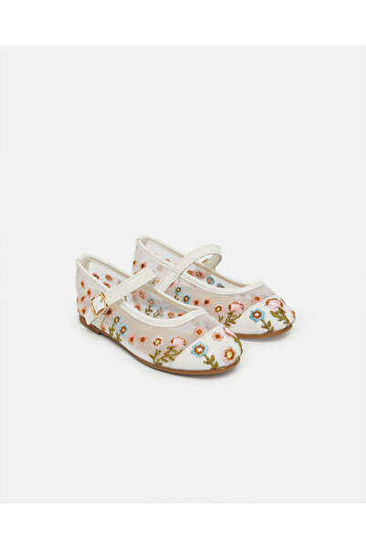 REDTAG Girls White Embroidery Ballerina