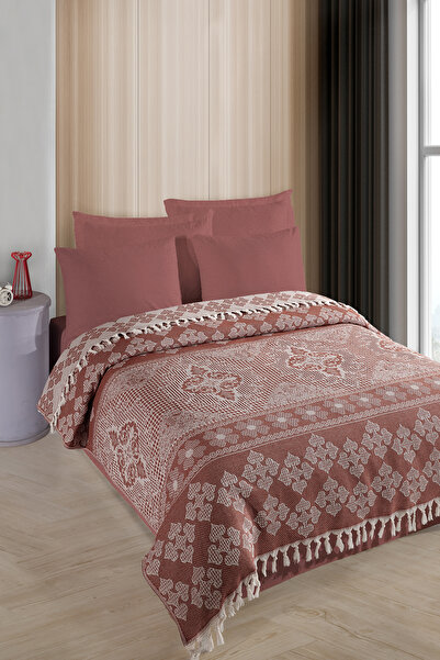 Enlora Home Çok Amaçlı Pike Seti Çift Kişilik Osmanlı Kiremit (3 Parça)