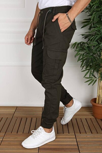 IMPOSING JNS Men's Pocket Cargo Trousers with Elastic Waist and Legs Slim Fit Stretch Fabric New Season