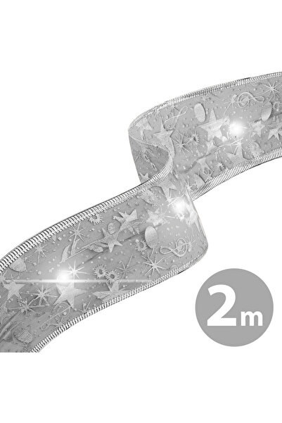 Alista Home Χριστουγεννιάτικη κορδέλα LED - ασημί - 2 μ. x 5 εκ. - 2 x AA