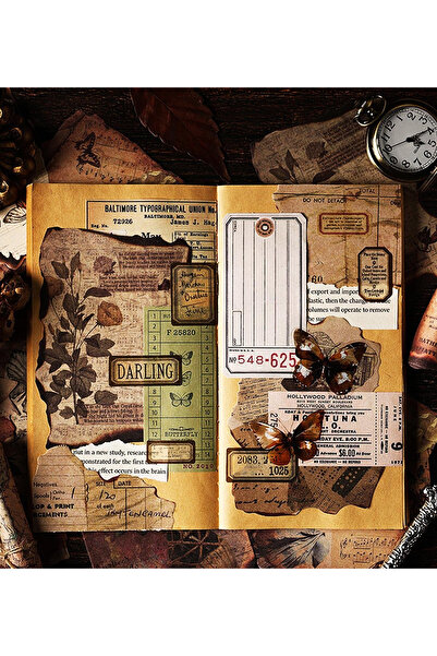 hediyeofisi Retro Design Scrapbook Paper – Vintage Hobby, Craft, and Notebook Decoration Paper Set |   Gift Office