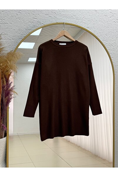 BENAHOLL Alosia Corded Fabric Plain Tunic-Zi̇6152 Brown