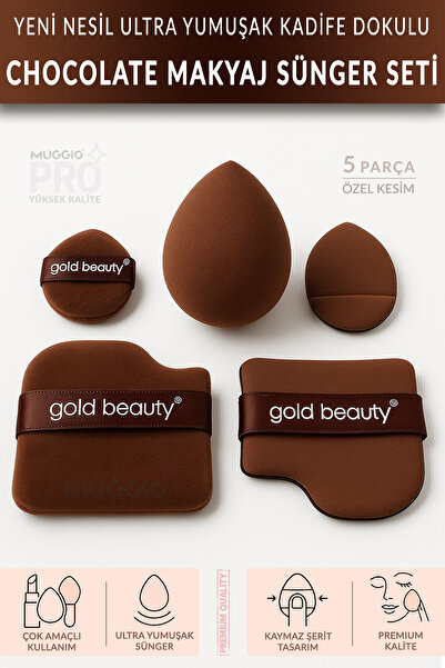 Muggio Chocolate Makyaj Sünger Seti 5 Parça Yeni Nesil Ultra Yumuşak