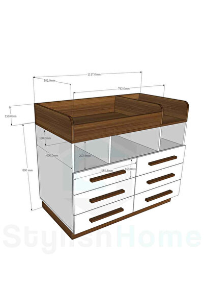 Stylish Home Baby changing table in white and brown BT01