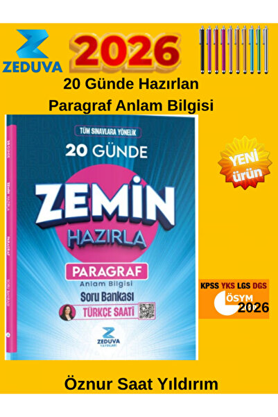 Ens Yayıncılık Zeduva 2026 TYT-AYT-KPSS-DGS-ALES Zemin Paragraf Anlam Bilgisi 20 Günde Soru Bankası Hazırla+Kalem