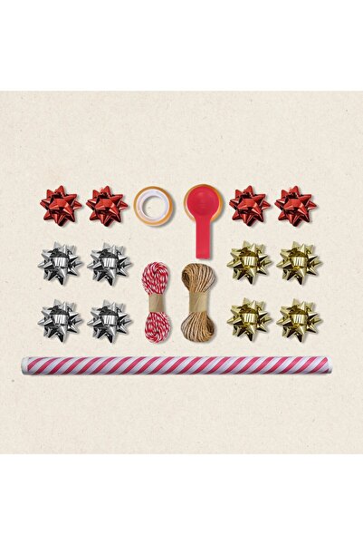 roco paper Kırmızı Verev Beyaz Ambalaj Kağıdı Seti | 10 Rulo Kağıt (70x100 Cm...