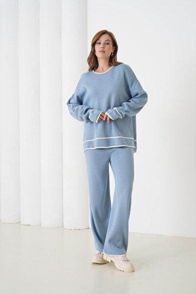 Noi Belis Basic Oversized Crew Neck Knitwear Bottom-Top Set Aw25Au0031