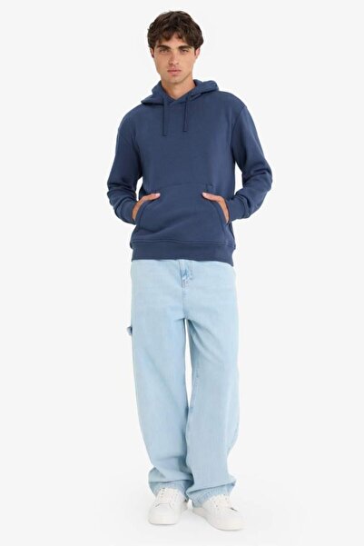 DeFacto Regular Fit Hooded Basic Plain Sweatshirt with Soft Fleece Inside and Kangaroo Pocket (25 Au)