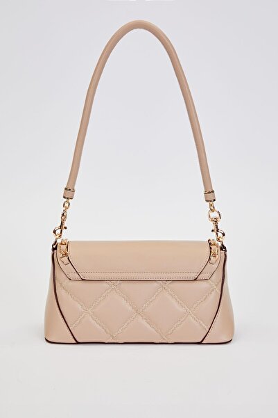 Levidor Quilted Embroidery and Chain Knit Detailed Double Strap Medium Size Women's Shoulder Bag Lv930583