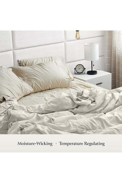 Generic BELADOR Silk-like Ultra Soft Luxury Bed Sheet Set, Deep Pocket, Elastic Edges, Queen, Gray, 6-Piece