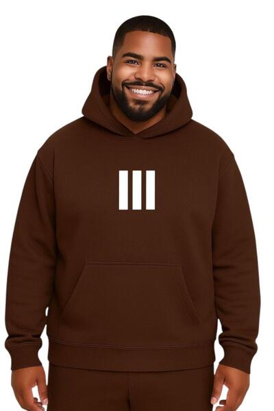 BENROMA 3 Line Printed Large Size Unisex Sweatshirt