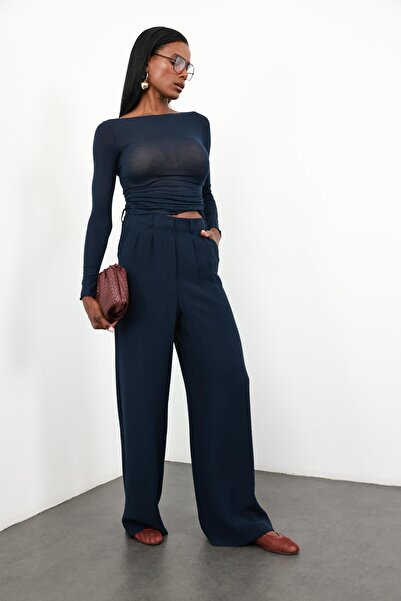 manana fashion Διαφανής μπλούζα από κασμίρ με λαιμόκοψη καγιάκ