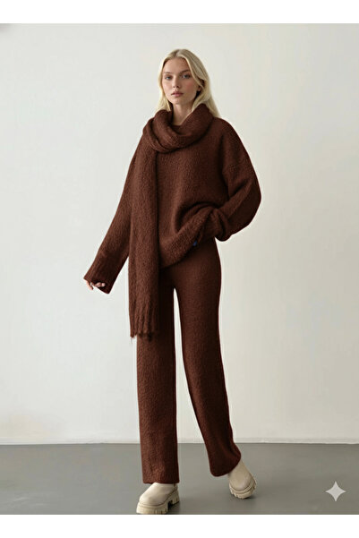 MADAMMERY Buklet Triple Knitwear Soft Panton Scarf Set