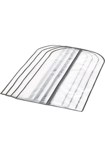 Amazon basics حقيبة تخزين ملابس بيفا بسحاب، عبوة من 5 قطع، لون أبيض