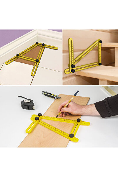 CED AUTO TRADE Quadrilateral plastic ruler, with angle copier, 31 x 18 cm