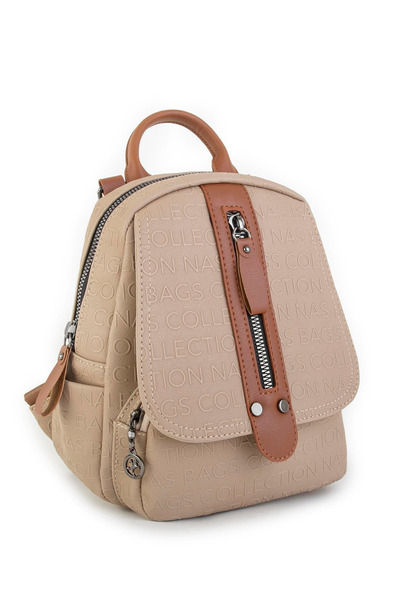 Nas Bag Women's Backpack and Shoulder Bag Convertible Design - Sand Tan Embossing