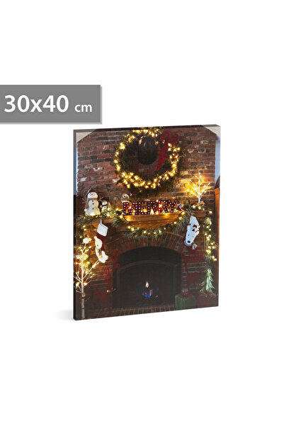 Alista Home Tablou de Craciun - LED - cu agatatoare, 2 baterii AA - 30 x 40 c...