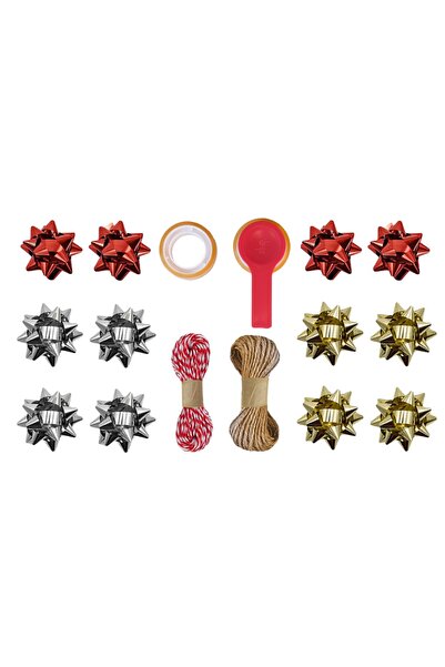 roco paper Hediye Paketleme Seti, 12 Adet Metalik Rafya- Twine Baker & Jüt İp...