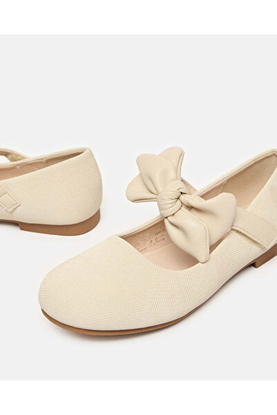 REDTAG Senior Girls Beige Bow Strap Ballerina