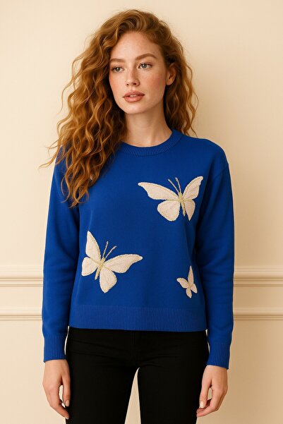 Okçu Triko Butterfly Patterned Crocheted Tricot-26K74007-Saks-11