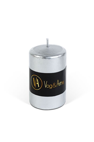 Alista Home Cylindrical candle – silver, unscented – 130 g