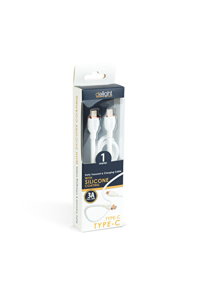CED AUTO TRADE Type-C / Type-C data cable, 1 m, 3A, 60W, white, with silicone coating