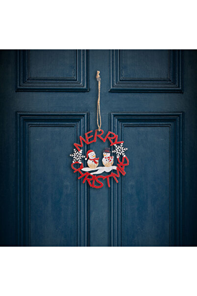 Alista Home Коледна украса - Дървен снежен човек, червен - 10 см