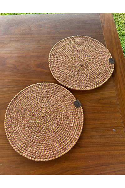 Home Inn Home Textile Wicker Look 2-Piece American Service-Stain Resistant Orange 33 X 33 cm