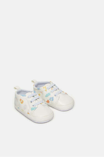 REDTAG Baby White Printed Pram Shoe