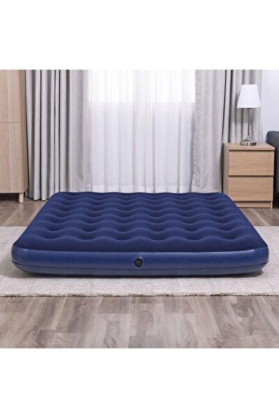 CED AUTO TRADE Saltea gonflabila - dubla, velour - albastru - 203 x 152 x 22 cm