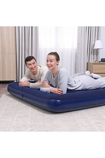 CED AUTO TRADE Saltea gonflabila - dubla, velour - albastru - 203 x 152 x 22 cm