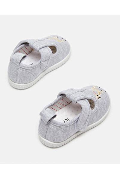 REDTAG Infant Girls Grey Deer Embroidered Sneaker