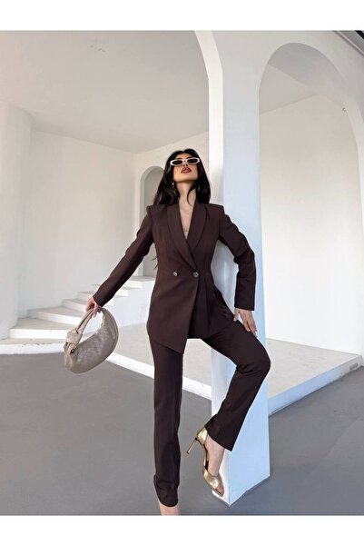 Bella Breeze Kadın Yan Pileli Tasarım Ceket Pantolon Takım Elbise