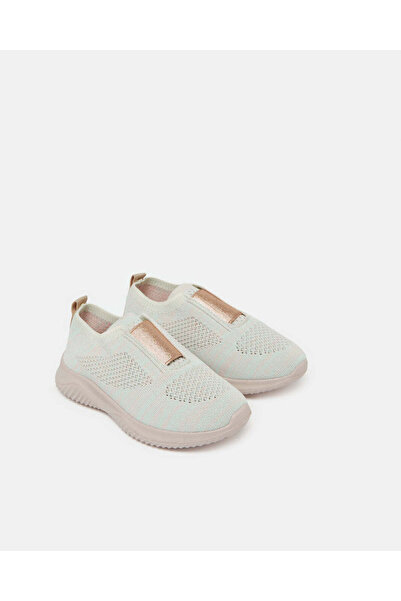 REDTAG Girls Beige Flyknit Slip-On