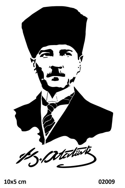 Lavmi Kemal Atatürk Geçici Dövme Şablonu - 10x5 cm (Kına ve Fırça Dahildir)