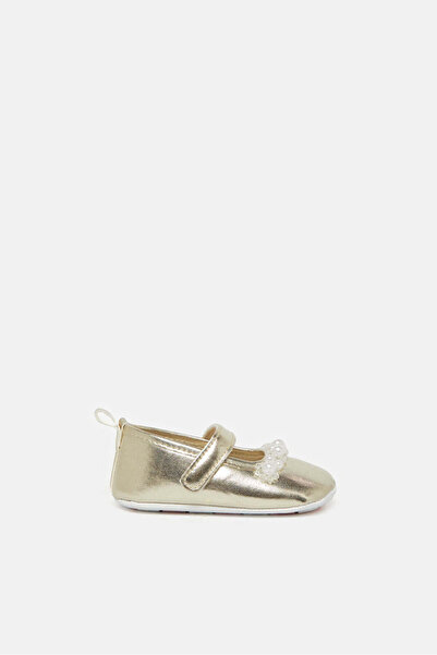 REDTAG Baby Gold Embellished Pram Shoes