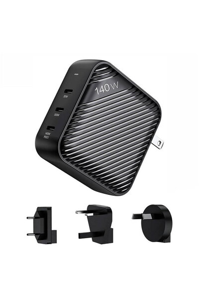 INVZI GanHub 3x USB-C, 140W, EU/UK/AU/US, Negru