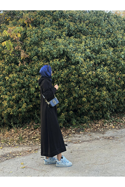 Jvelando Kapüşonlu Kışlık 3 İplik Tesettür Elbise