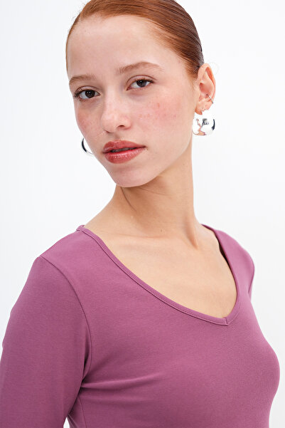 Addax V-Neck Basic Blouse B12343